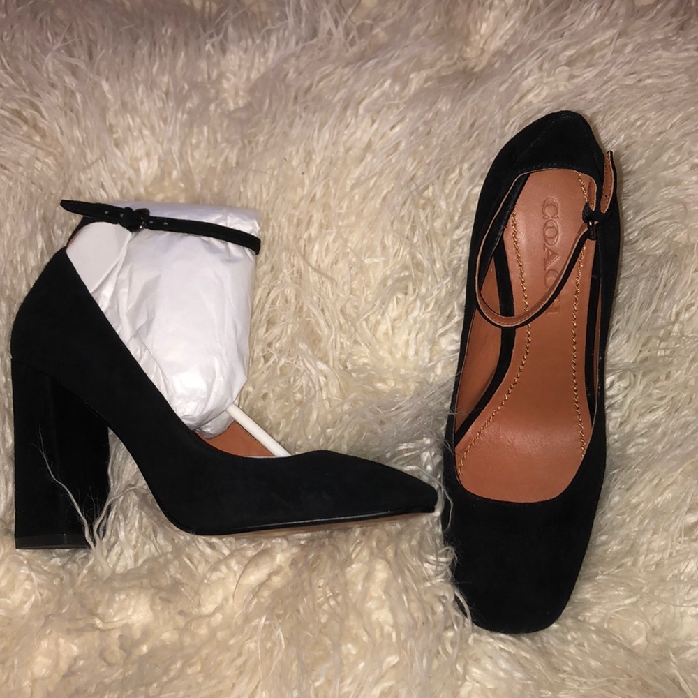 Coach Black Suade Heels (Brand New)